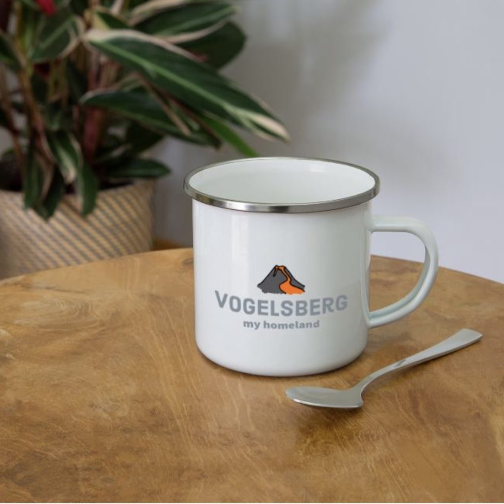Vogelsbergliebe-Vulkan-Vogelsberg-Emaille Tasse - my homeland